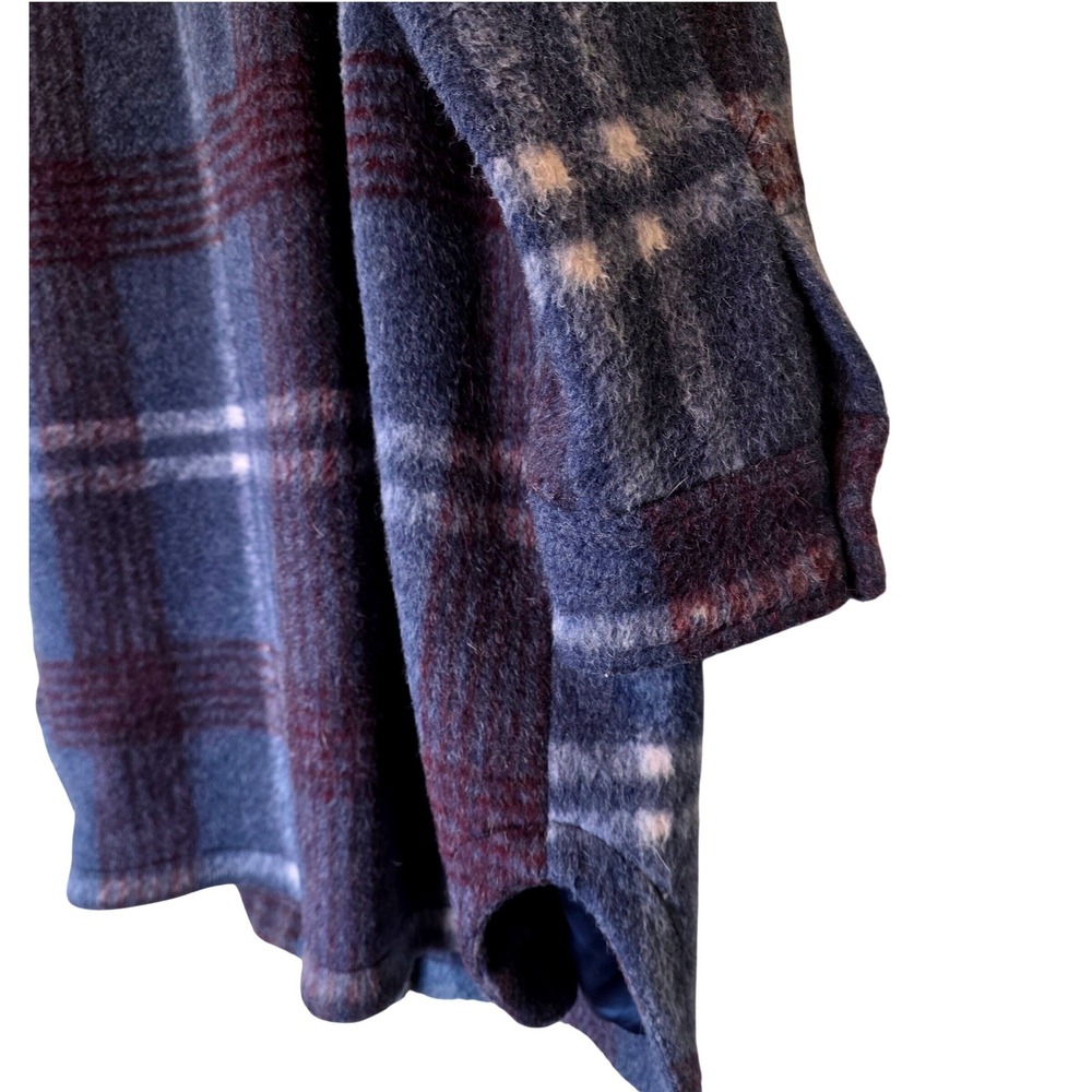 BCBGeneration Plaid Oversized Coat Jacket Burgundy Purple Blue White Plaid XXL - Picture 6 of 12